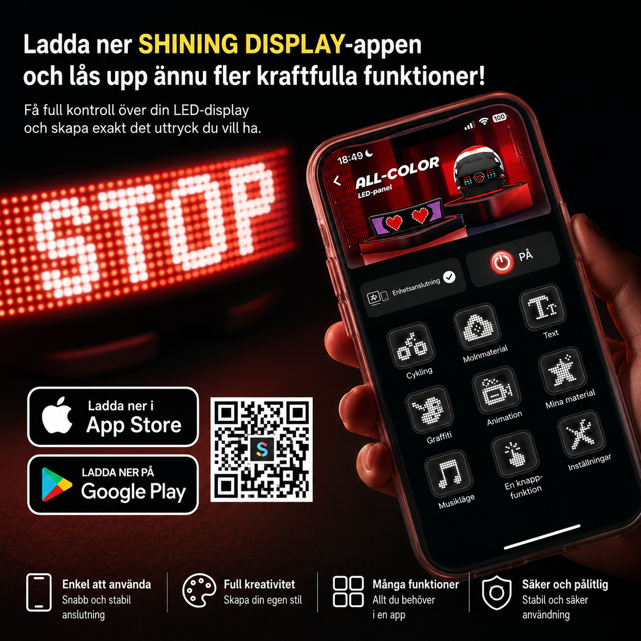RideGlow™ LED Hjälmdisplay