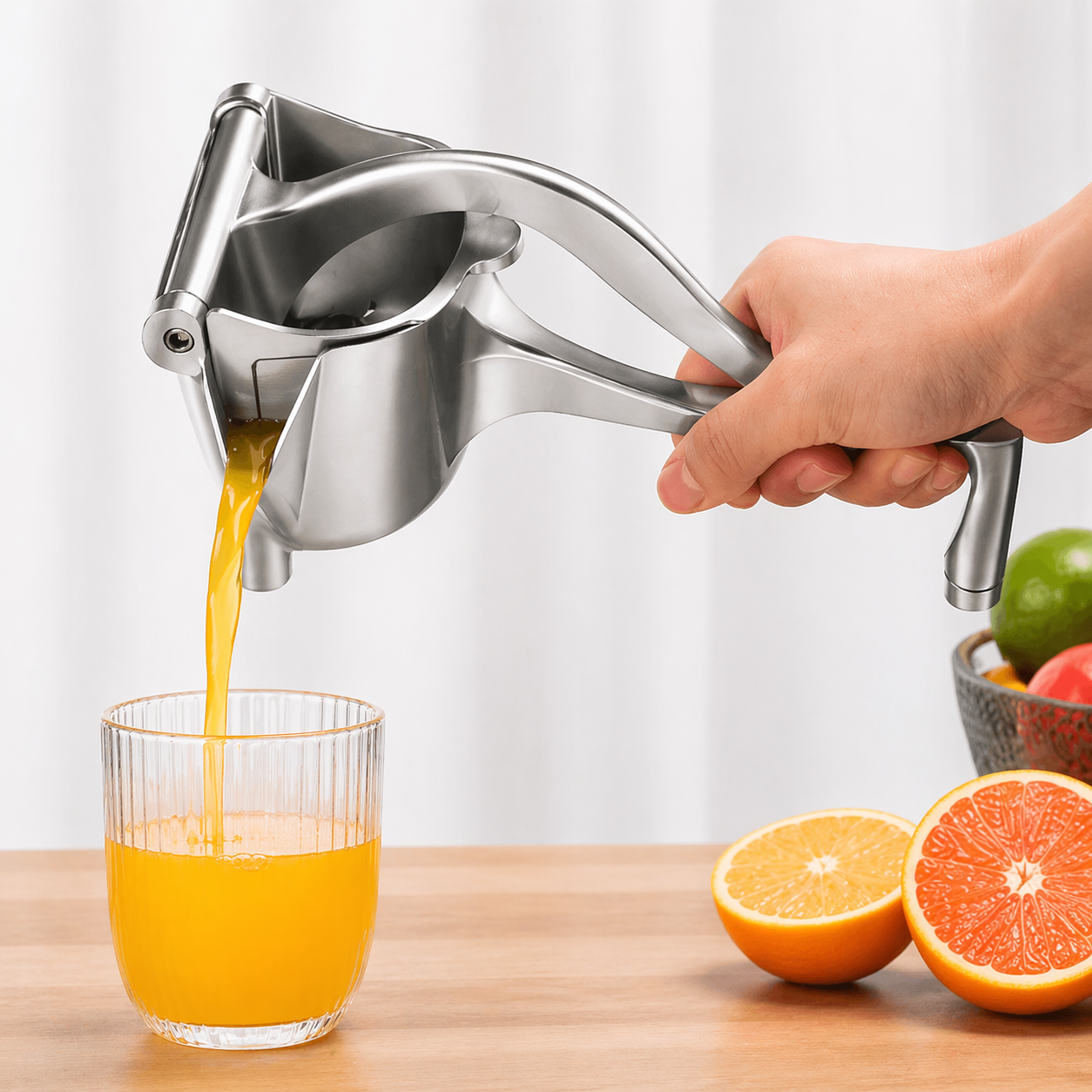 Manuell Juicepress i Rostfritt Stål