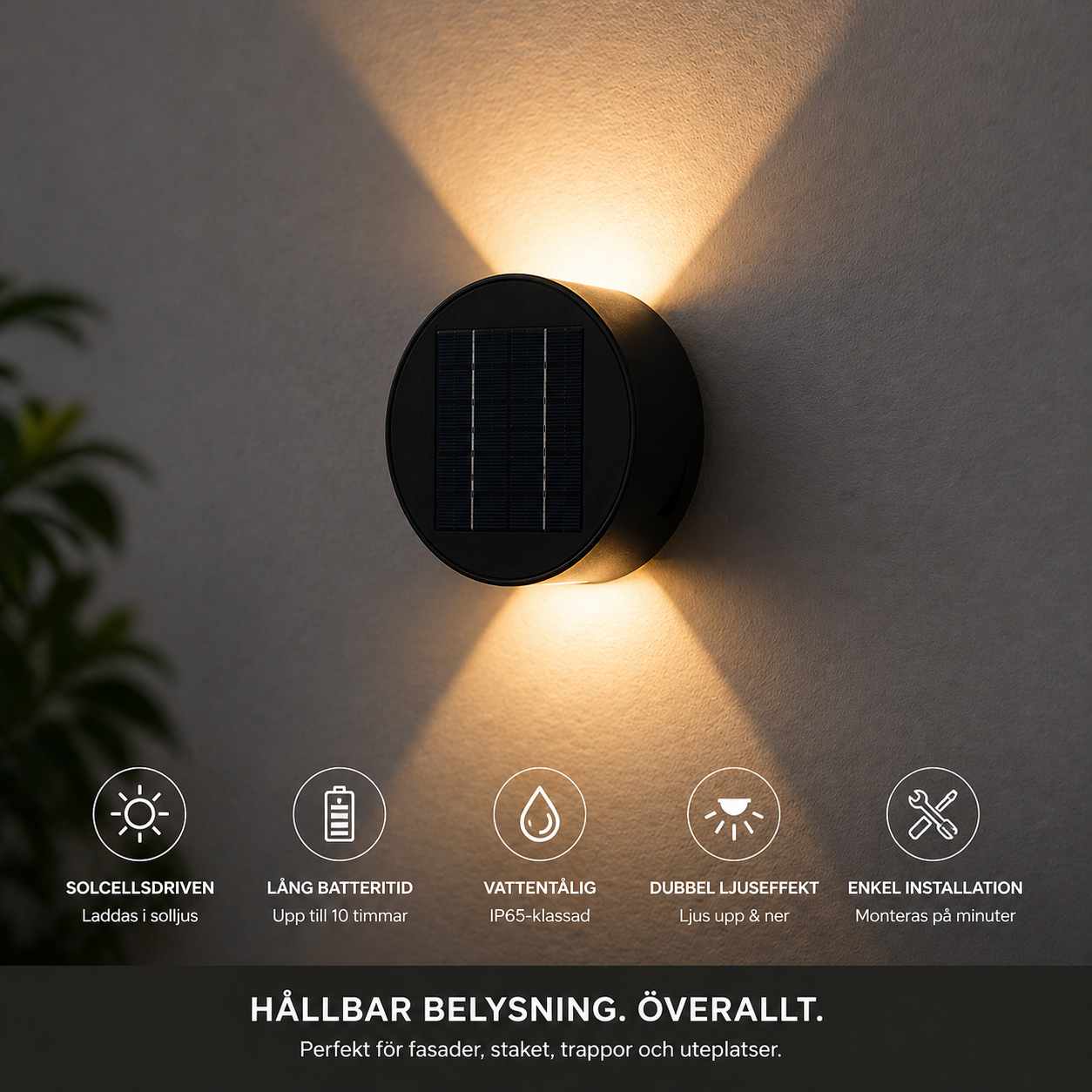 Solkrets | Solcellsvägglampa med 360° Rotation (2-pack)