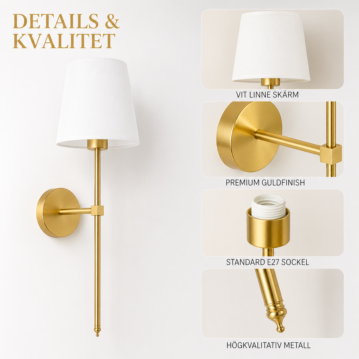 Goldén | Dimbar Vägglampa i Slank design
