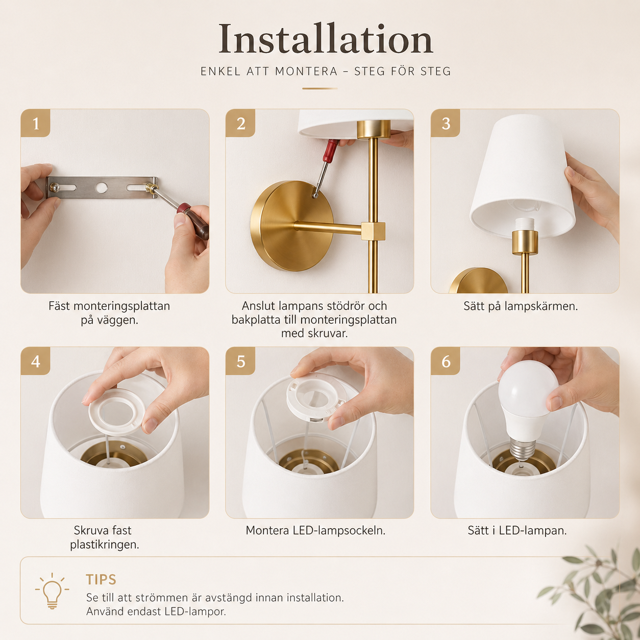 Goldén | Dimbar Vägglampa i Slank design