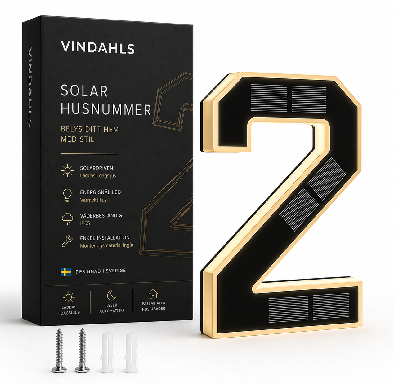 Vindahls Husnummer | Belysta & Solcellsdrivna