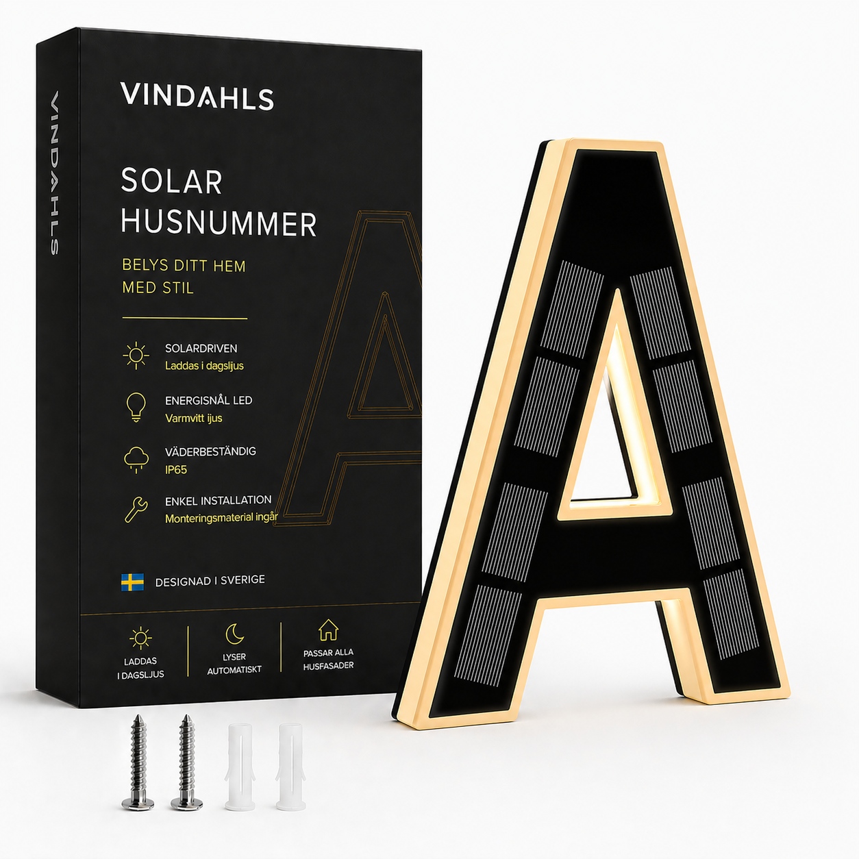 Vindahls Husnummer | Belysta & Solcellsdrivna