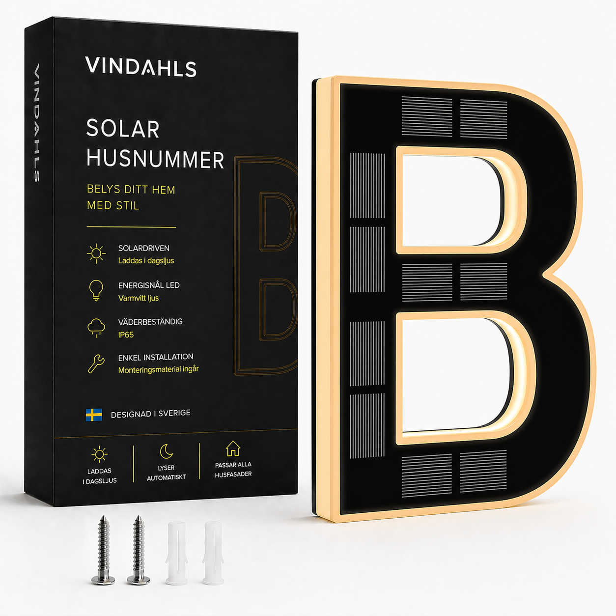 Vindahls Husnummer | Belysta & Solcellsdrivna