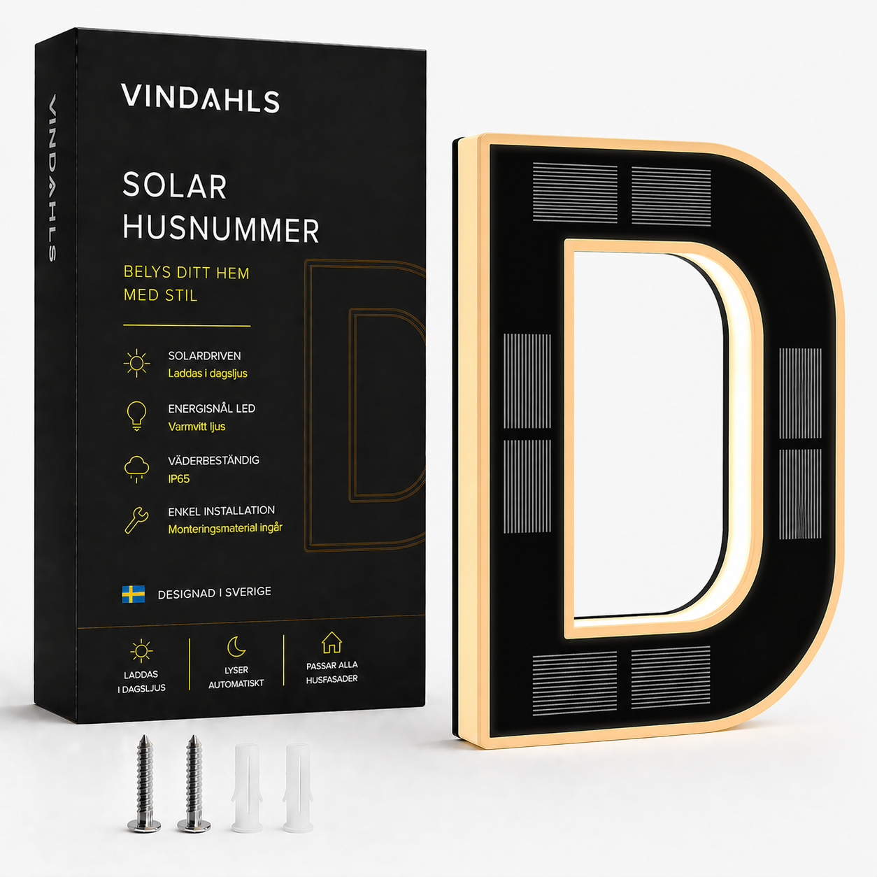 Vindahls Husnummer | Belysta & Solcellsdrivna
