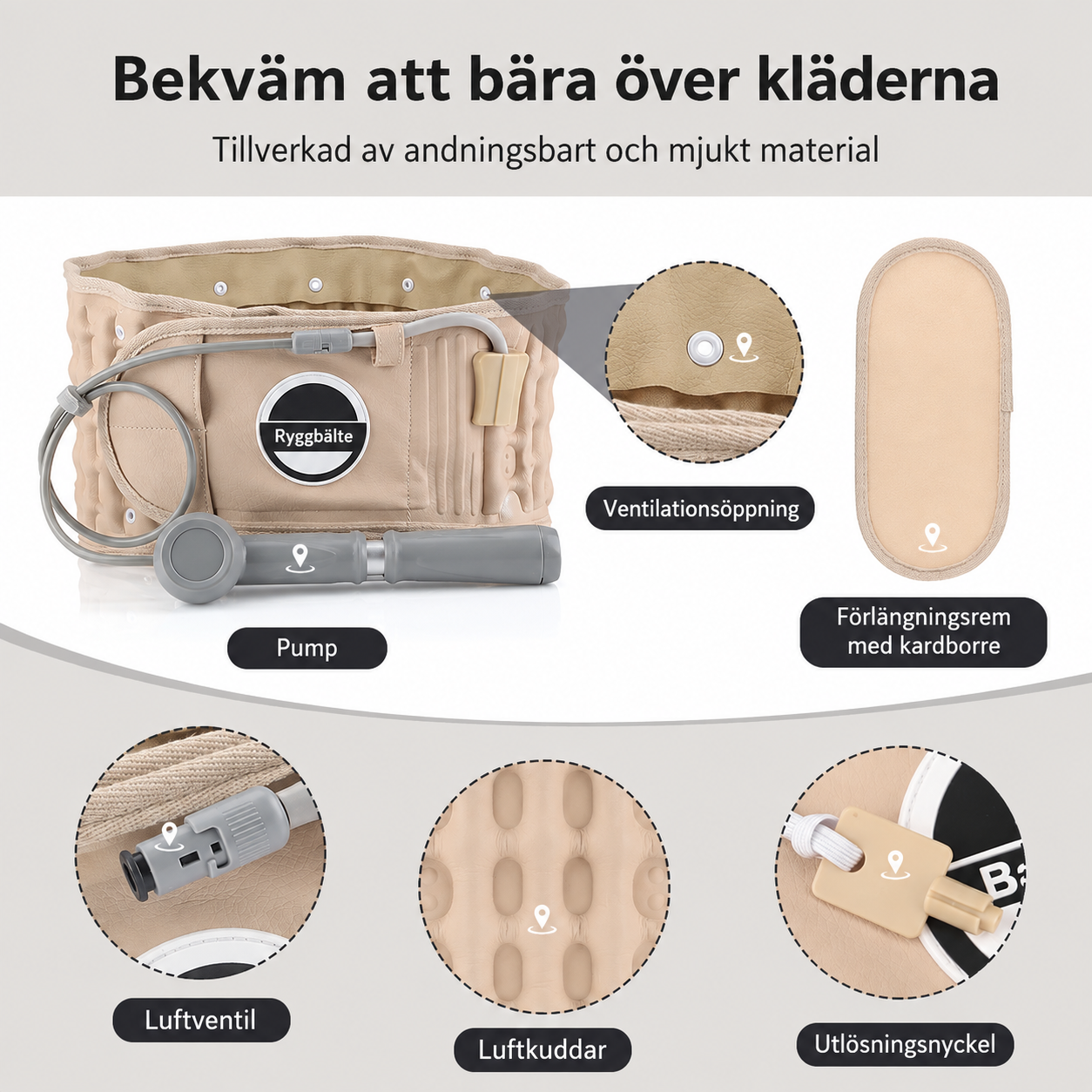 SpineLift™ Uppblåsbart Ryggstöd
