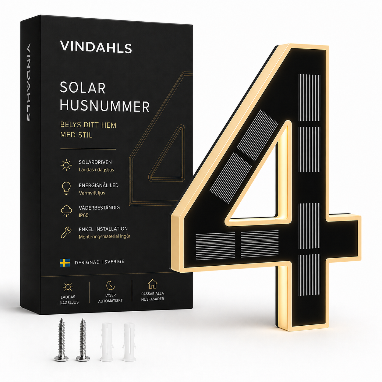 Vindahls Husnummer | Belysta & Solcellsdrivna