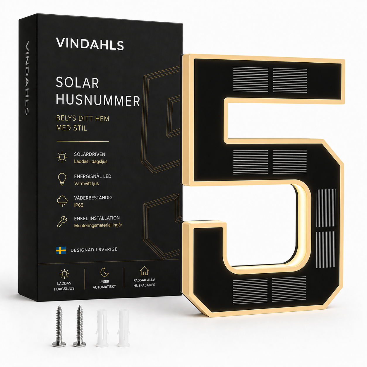 Vindahls Husnummer | Belysta & Solcellsdrivna