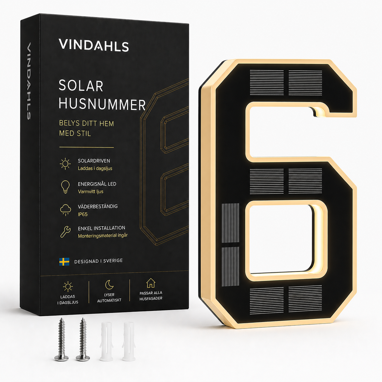 Vindahls Husnummer | Belysta & Solcellsdrivna