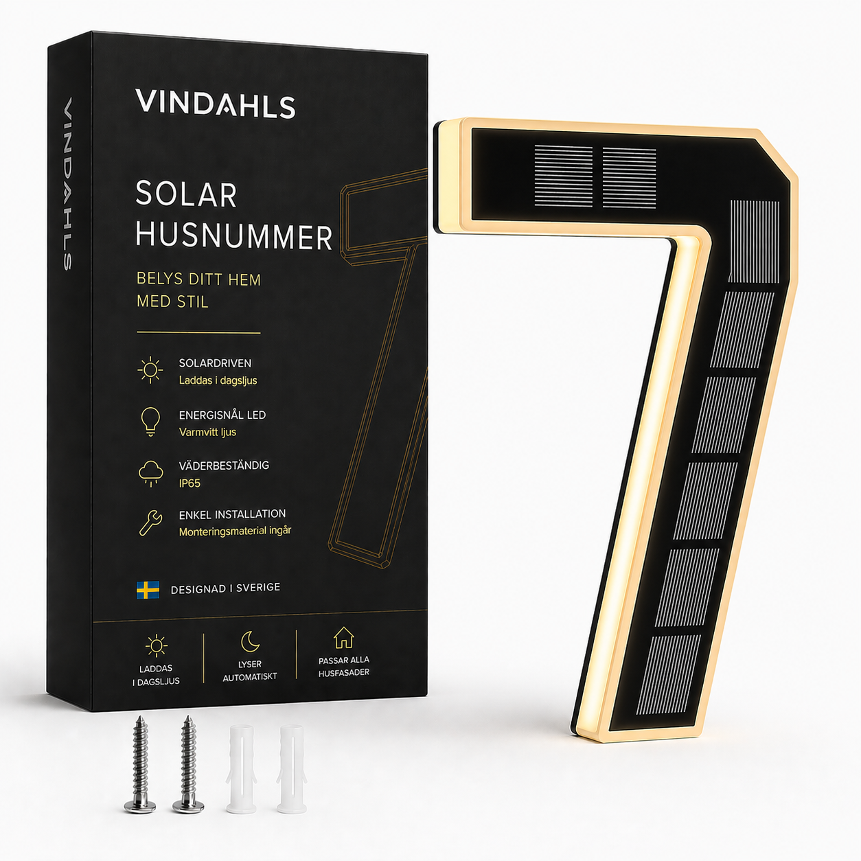 Vindahls Husnummer | Belysta & Solcellsdrivna