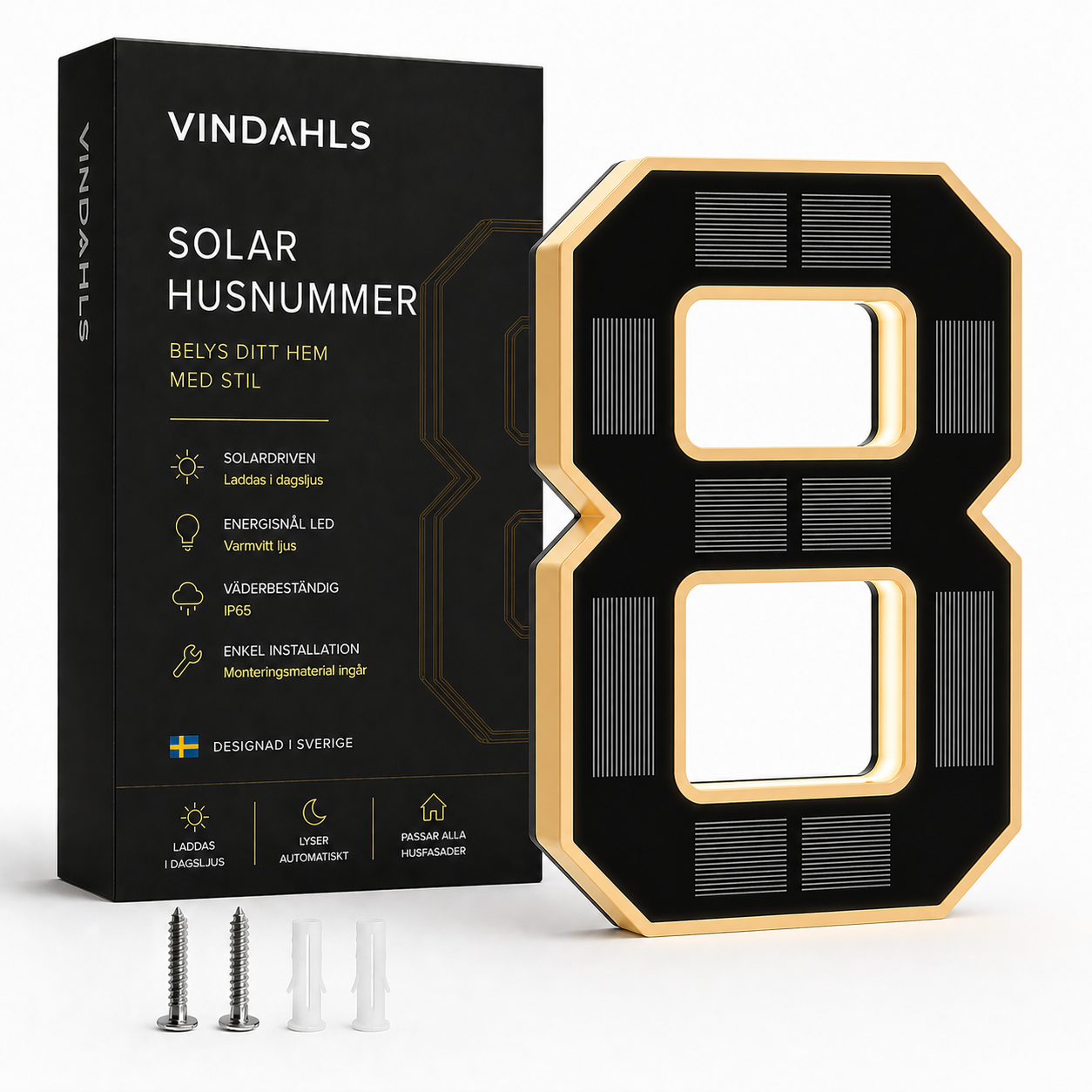 Vindahls Husnummer | Belysta & Solcellsdrivna