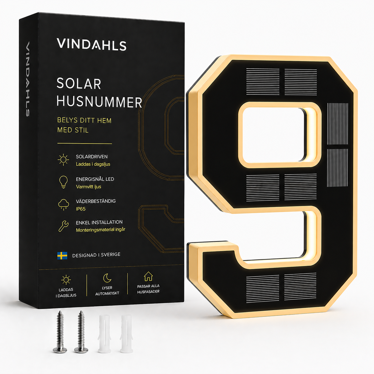 Vindahls Husnummer | Belysta & Solcellsdrivna