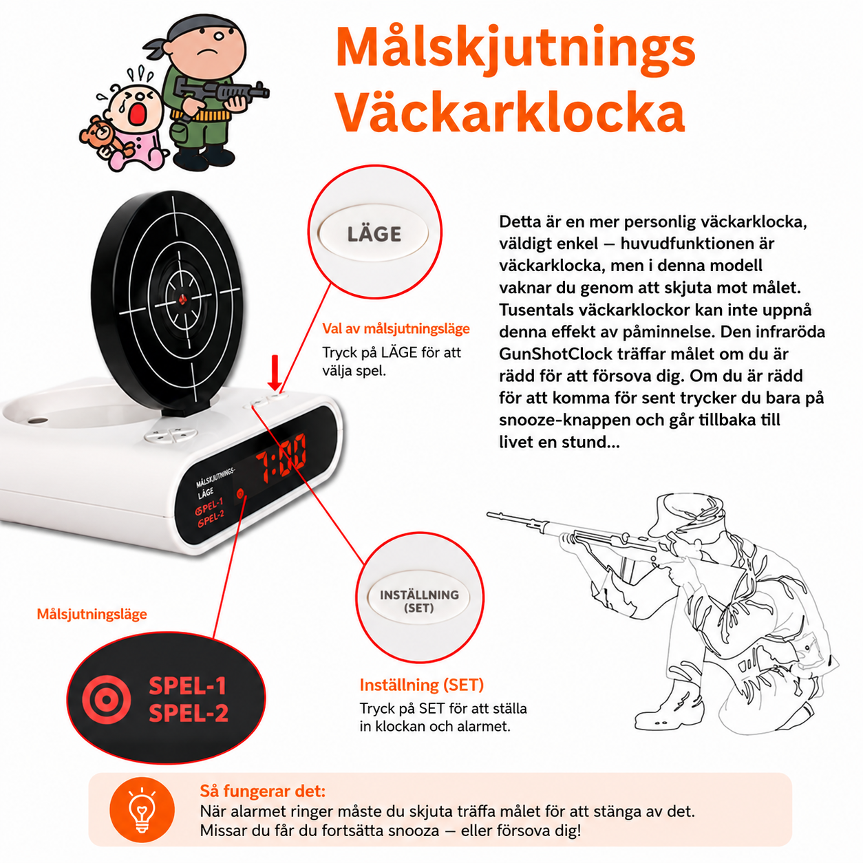 Skjutväck™ Måltavleväckarklocka