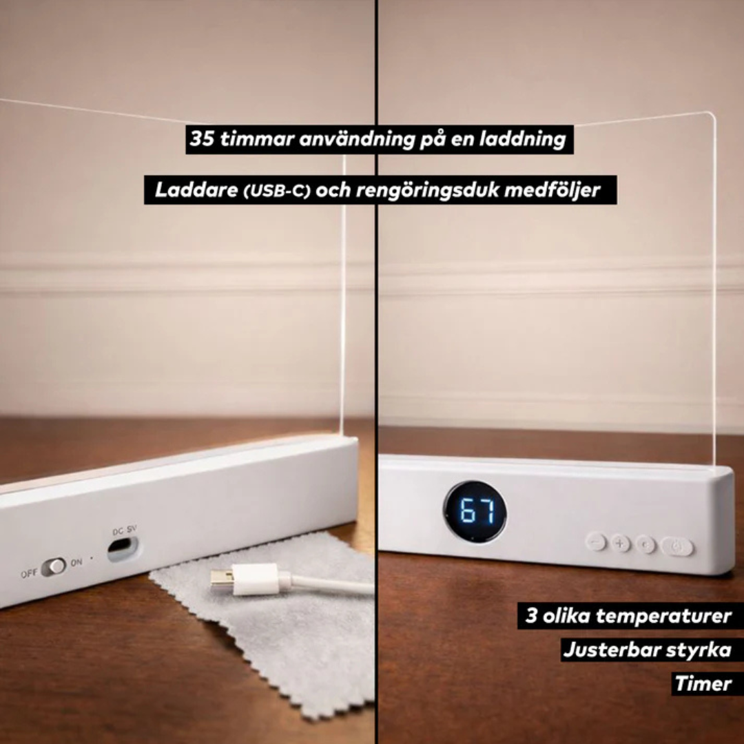 Boklys Läslampa detaljer - USB-C, 3 temperaturer, timer